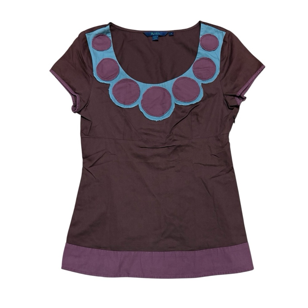 Boden retro brown cotton short sleeve top